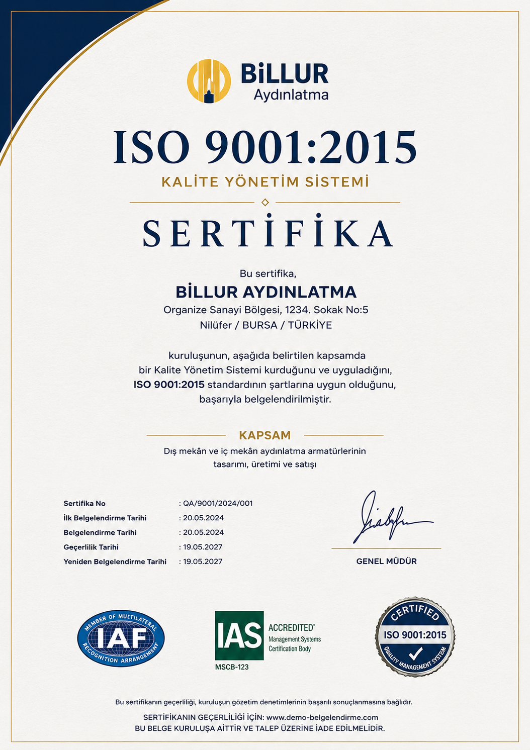 ISO 9001 Kalite Yönetim Sistemi